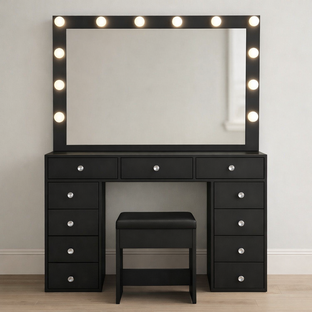47” Vanity Desk w/ Power Outlet & 12 LED Lights