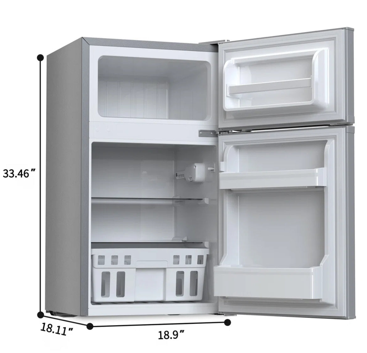 3.2 Cubic Feet Dual-Door Mini Fridge with Freezer