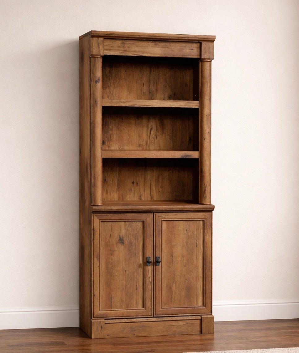 Farmhouse Bookshelf w/ Storage Cabinet