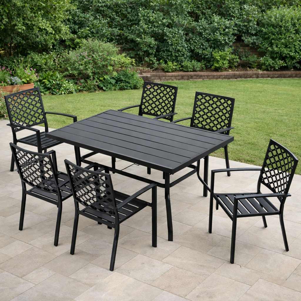 Iron Finish Backyard Table Set