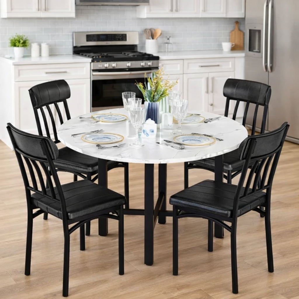 Rustic Round Dining Table Set for 4