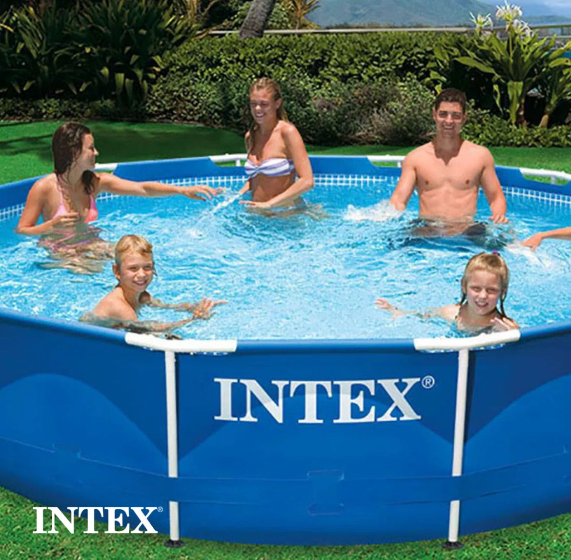 Intex Metal Round Above Ground Swimming Pool w/ Pump
