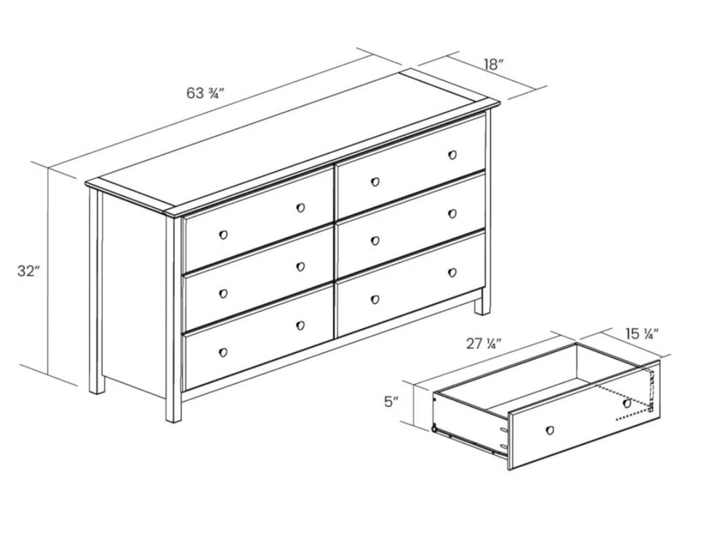 6-Drawer Solid Wood Dresser