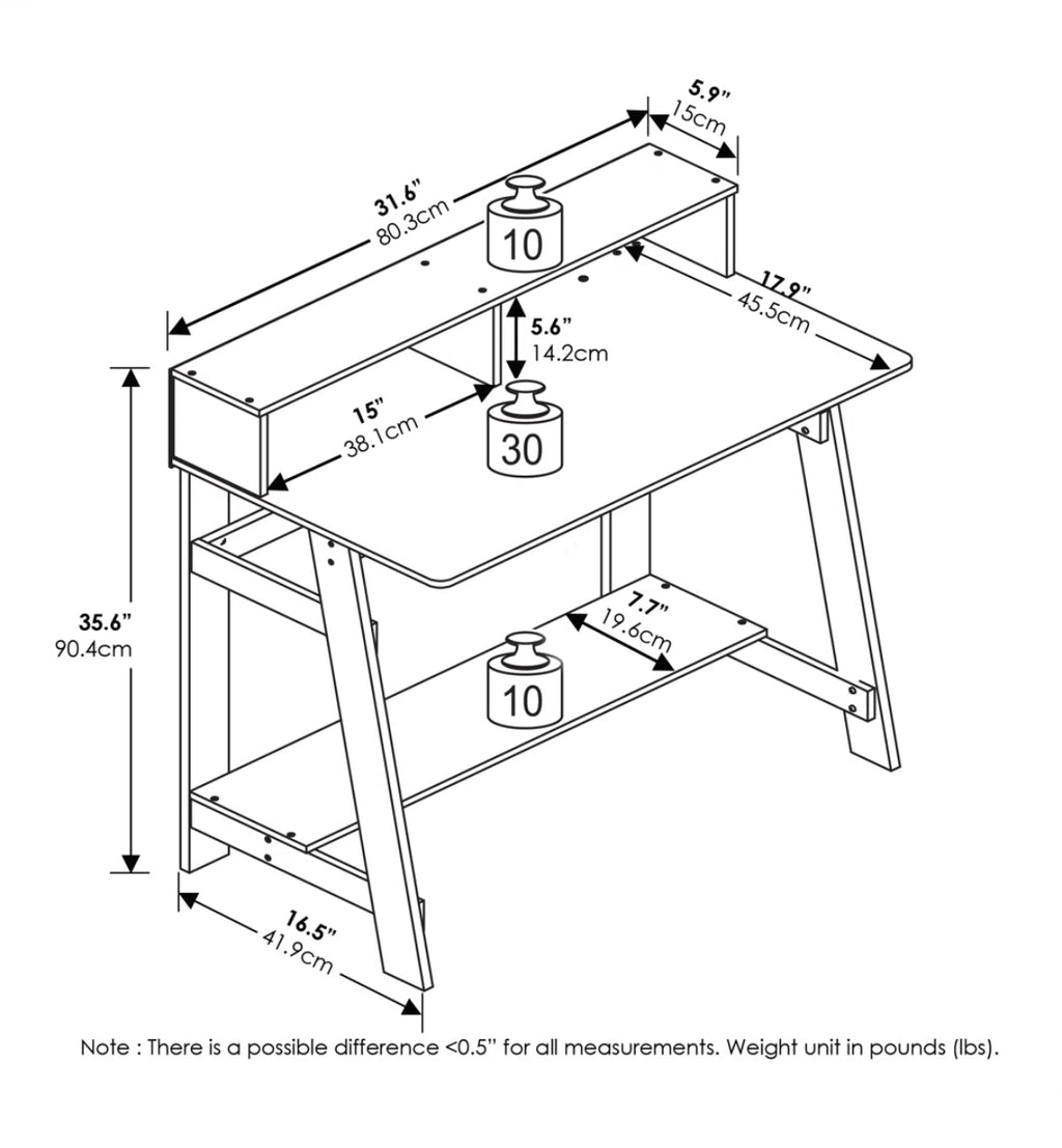 32” Writing Desk w/ Hutch