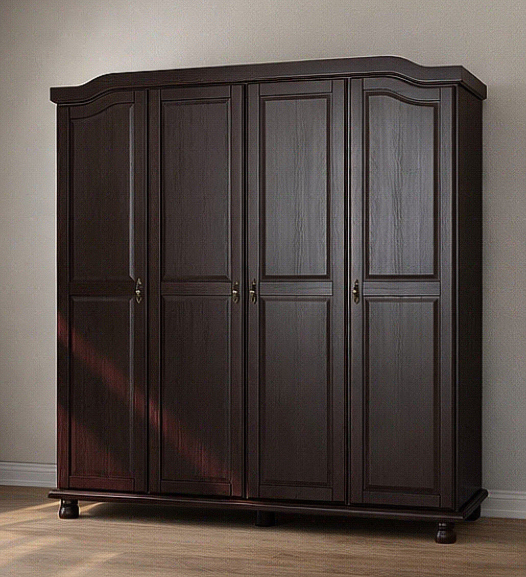 Solid Wood 4-Door Wardrobe