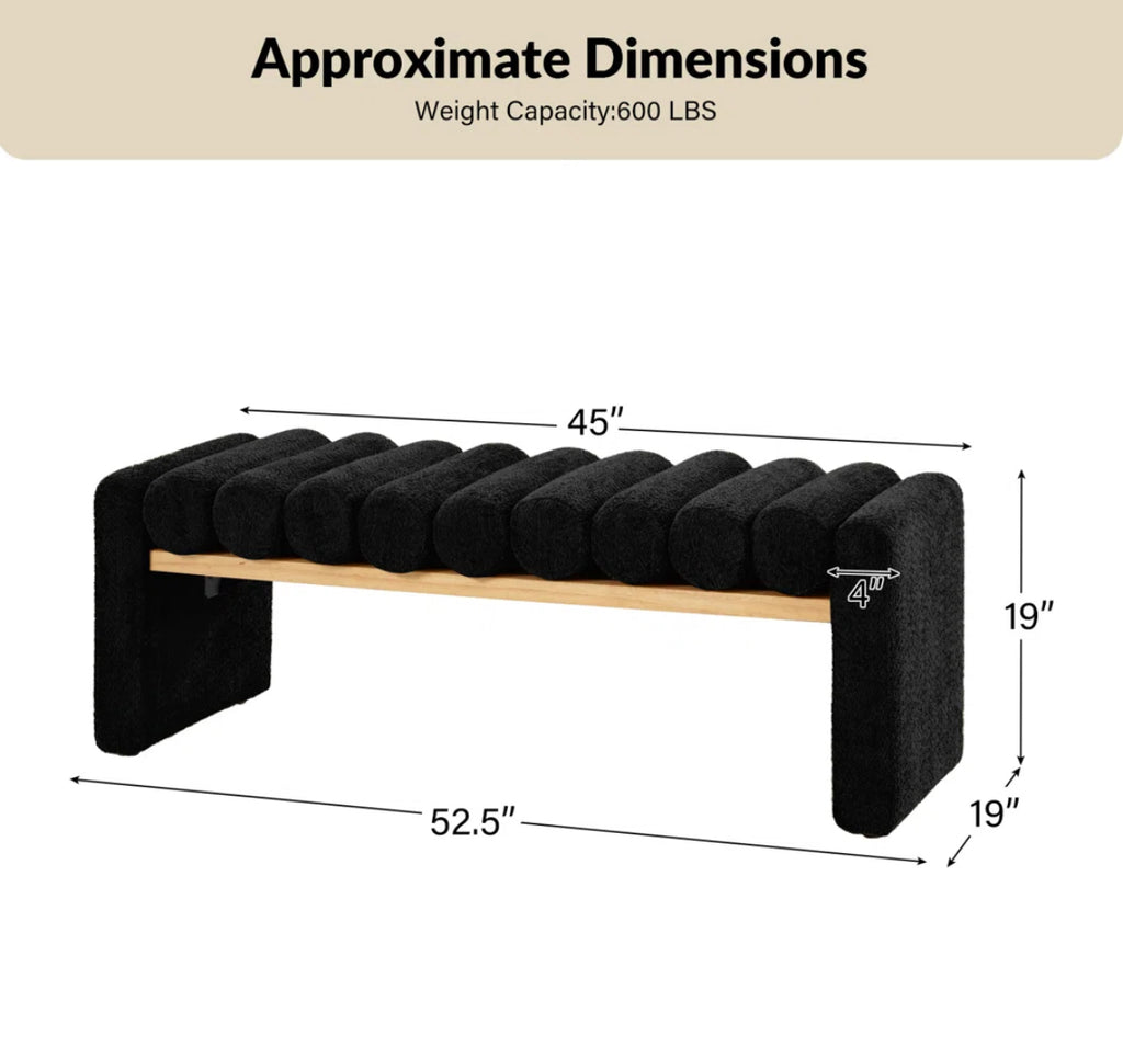 52” Modern Bench w/ Solid Wood Construction
