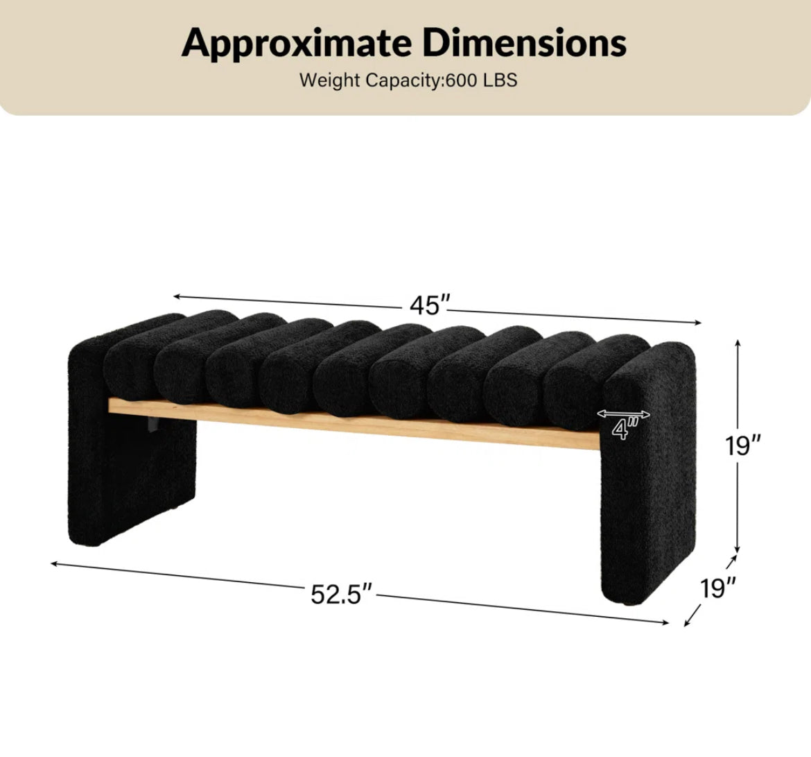52” Modern Bench w/ Solid Wood Construction