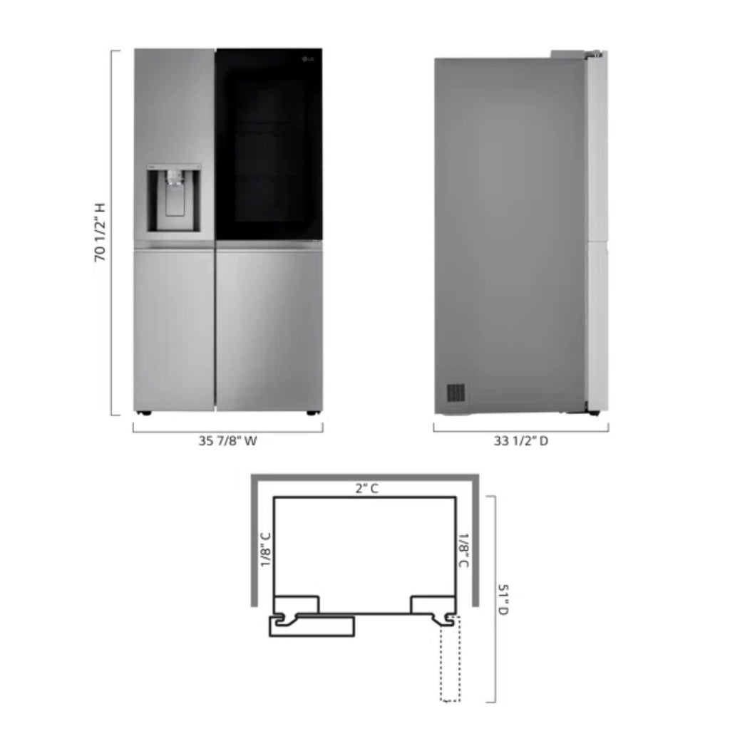 LG 27 Cubic Feet Side By Side Refrigerator