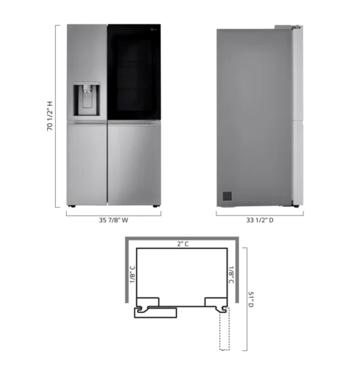 LG 27 Cubic Feet Side By Side Refrigerator
