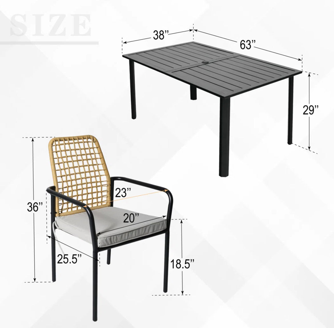 6-Person Rectangular Outdoor Dining Set w/ Cushions