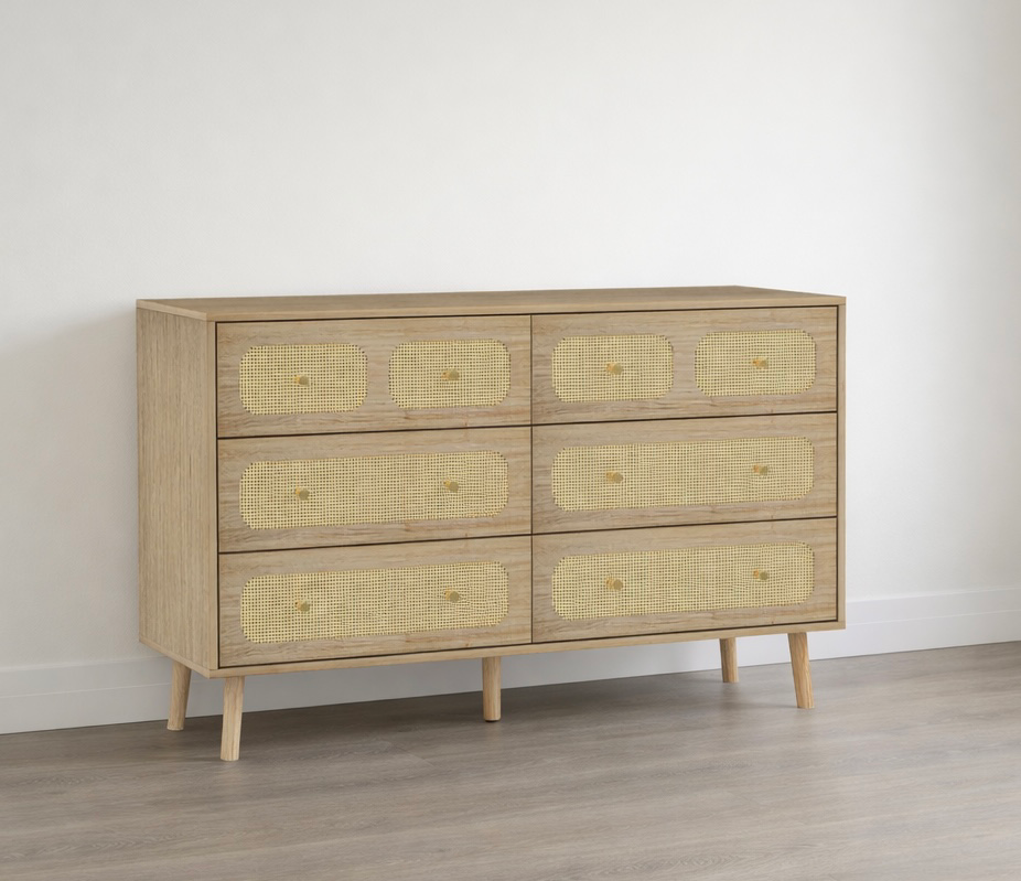 6-Drawer Rattan Chest