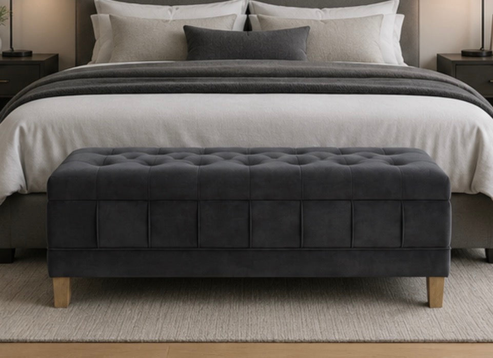 52” Velvet Tufted Storage Bench