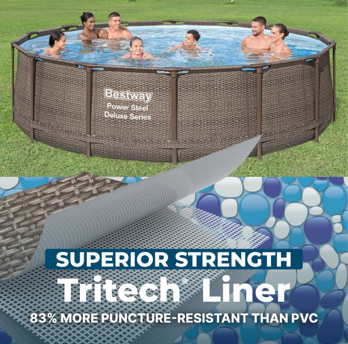 Bestway Power Steel Round Above Ground Swimming Pool w/ Pump & Cover