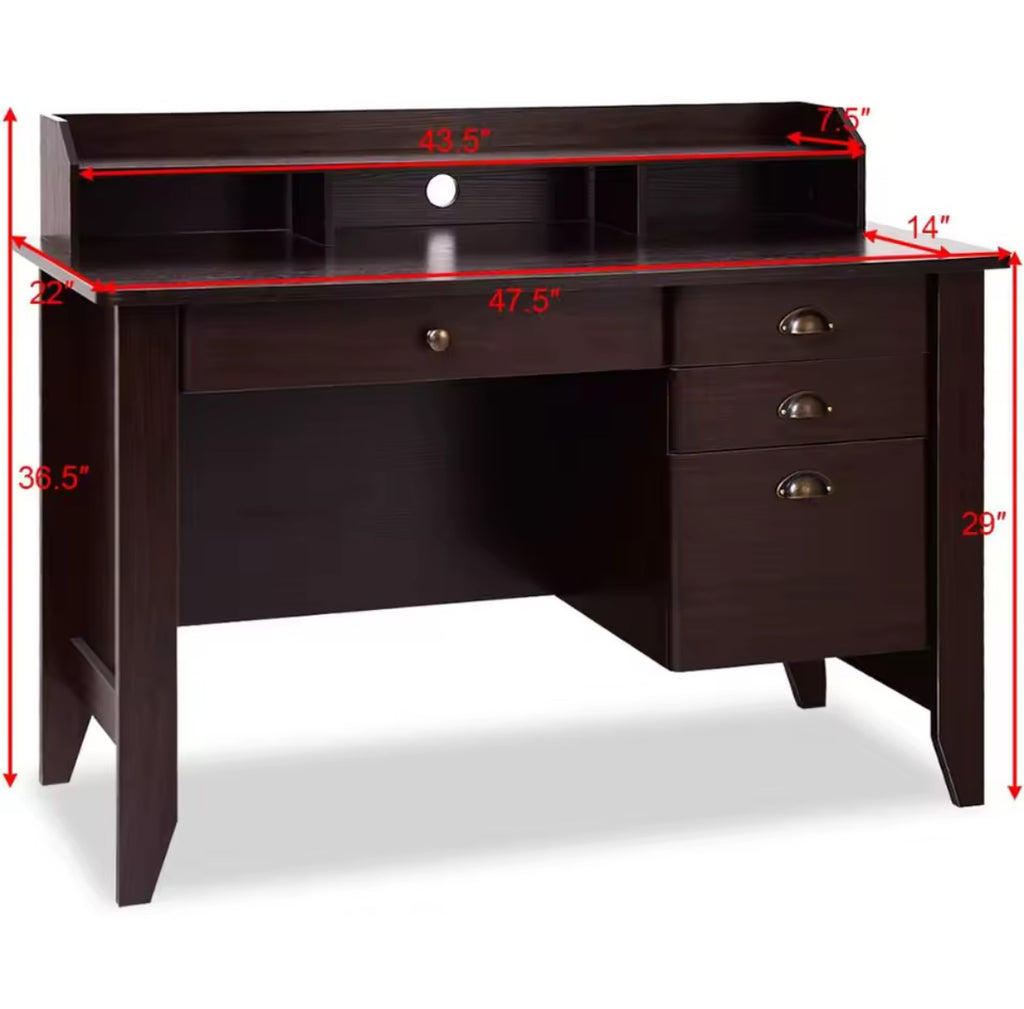 47” Vintage Office Desk w/ 3 Storage Drawers & 1 File Drawer