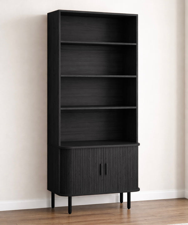 4-Tier Modern Bookshelf w/ Storage Cabinet