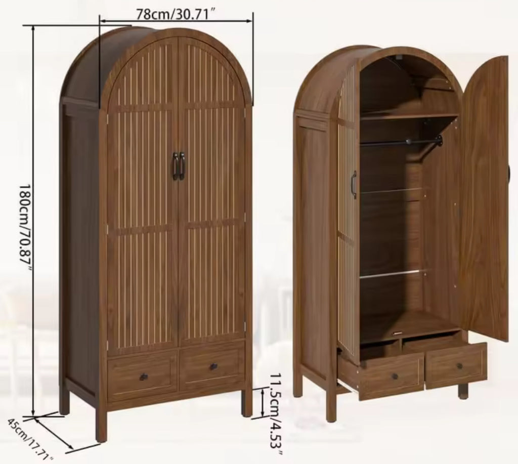 31” Arched & Fluted Armoire