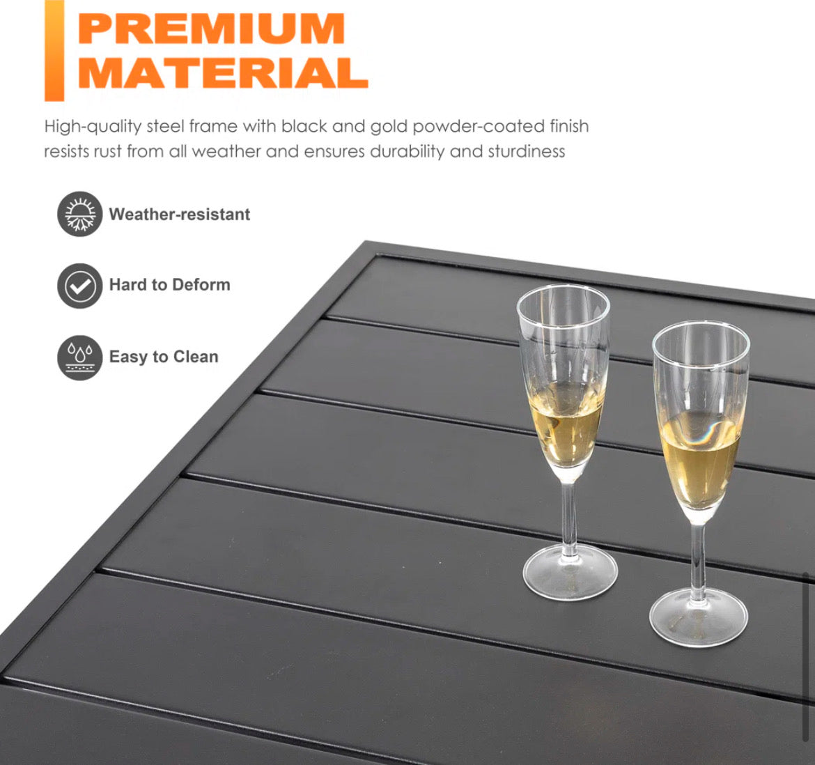 Iron Finish Backyard Table Set
