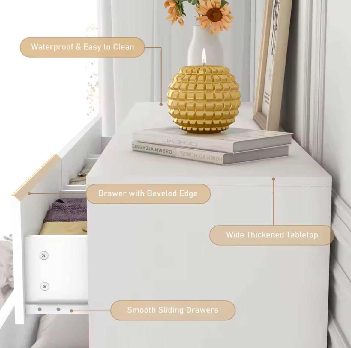 7-Drawer High Gloss Dresser