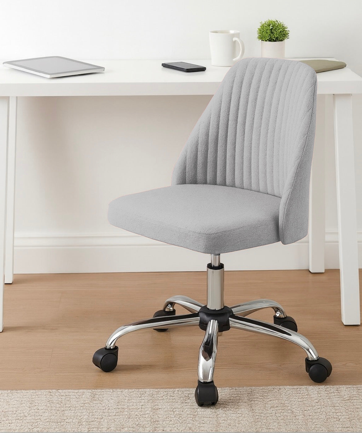 Armless Swivel Chair w/ Modern Fabric