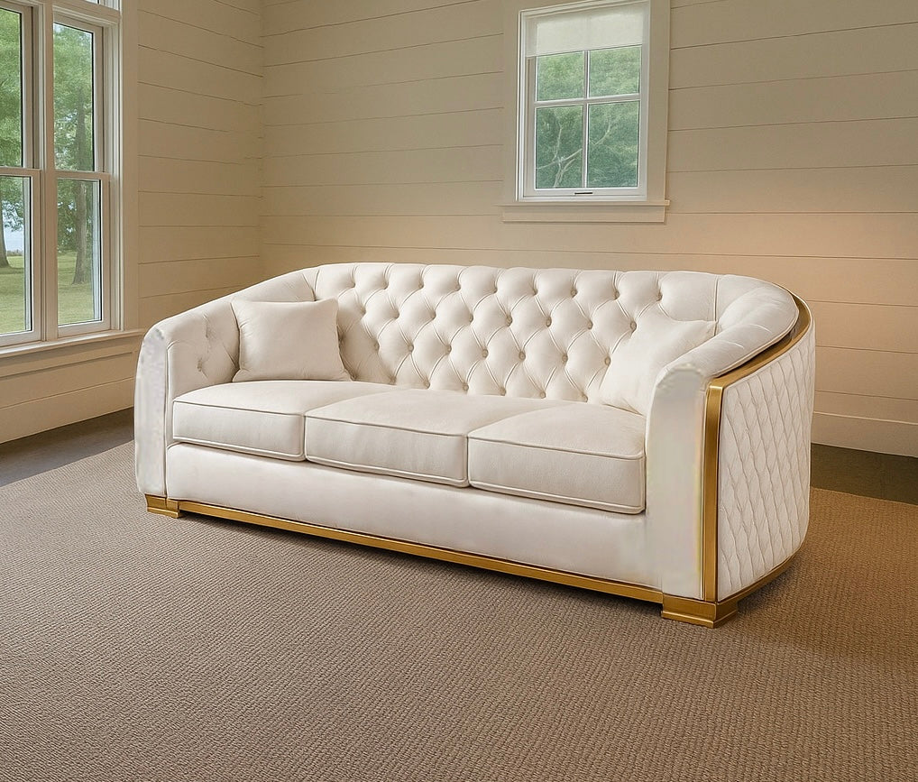 Mid Century Chesterfield Sofa w/ 2 Pillows