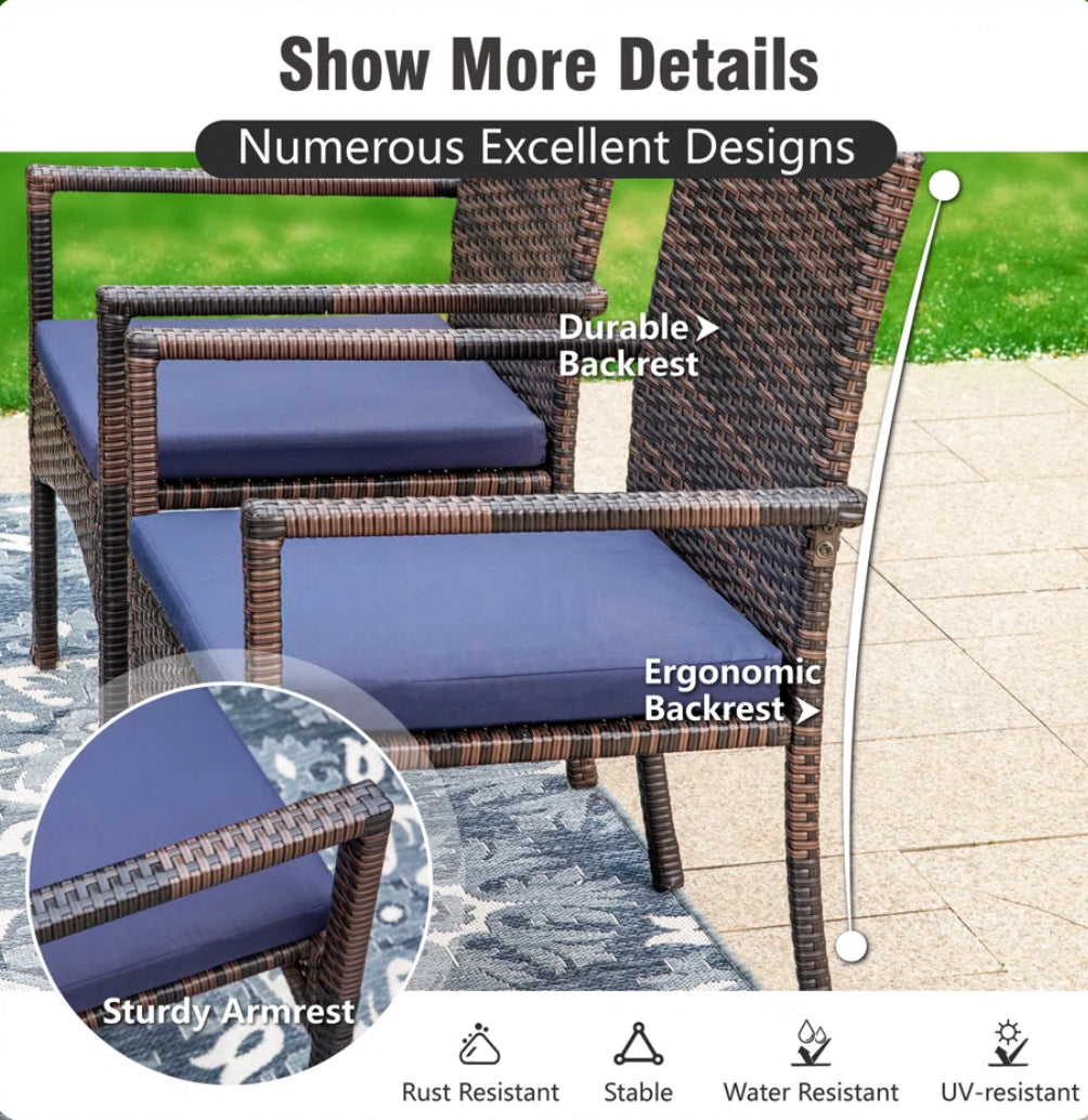 6-Person Outdoor Table Set w/ Cushions