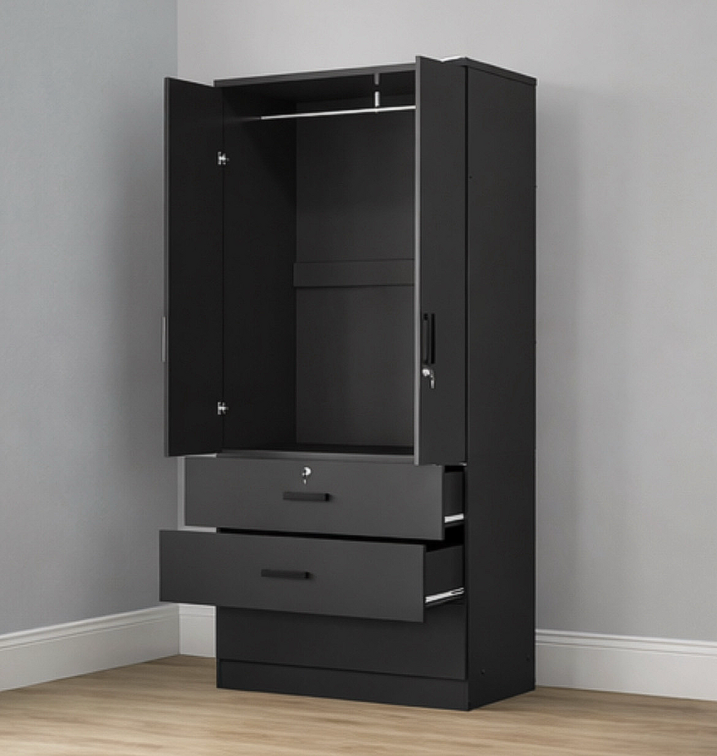 2-Door Modern Armoire w/ 2 Doors