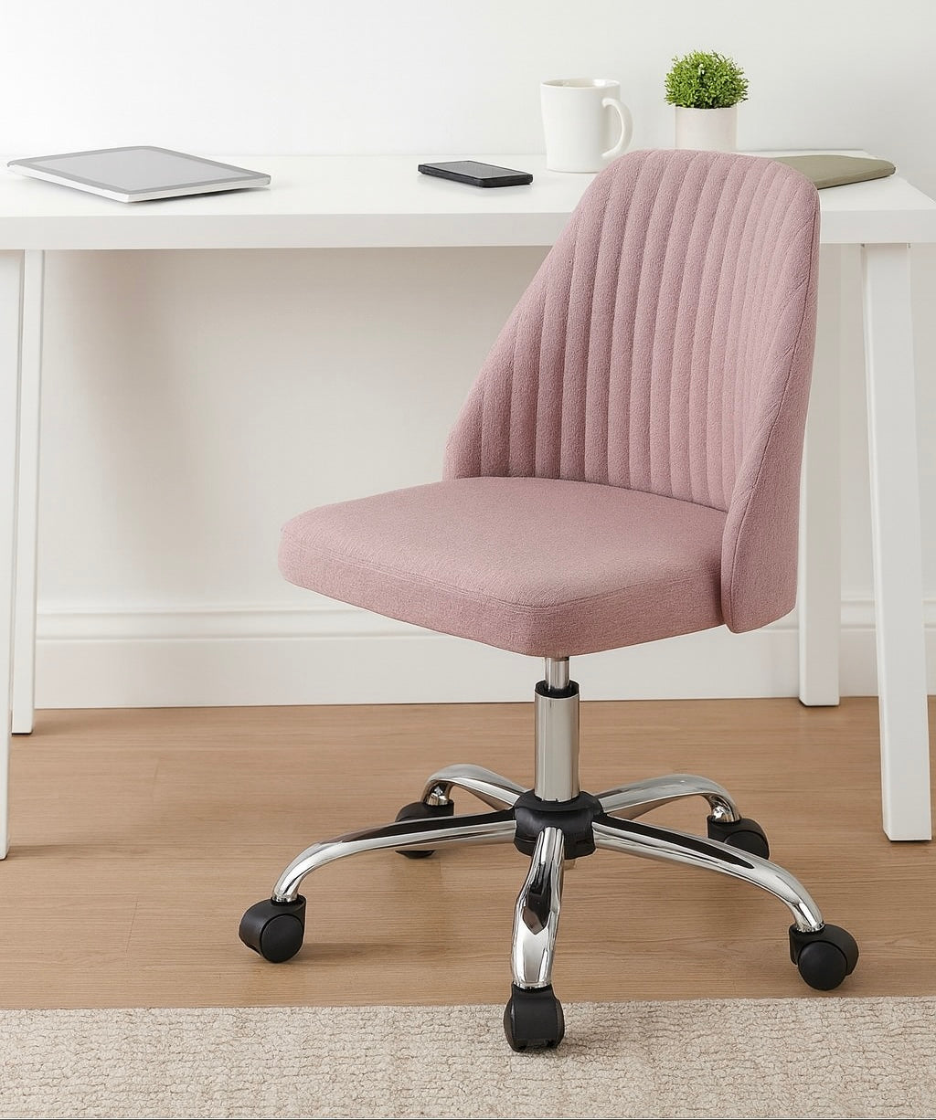 Armless Swivel Chair w/ Modern Fabric