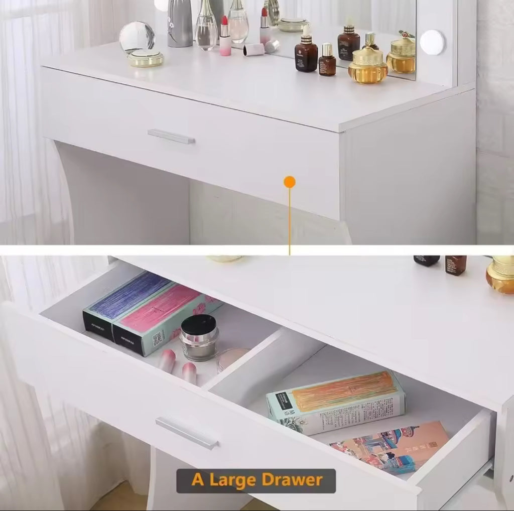 31” Vanity Desk w/ Lighted Mirror & Adjustable Brightness
