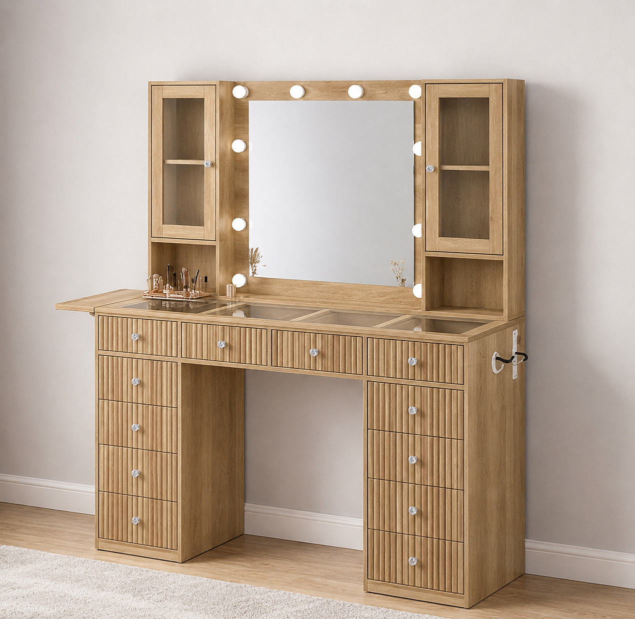 55” Vanity Desk w/ Mirror & 10 LED Lights