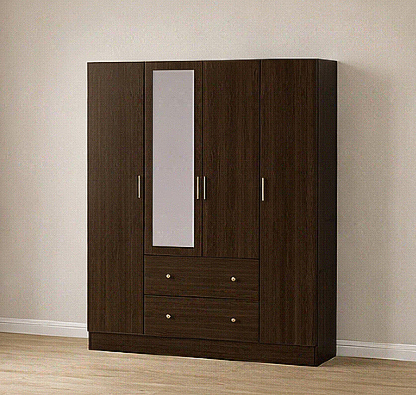 4-Door Armoire w/ Mirror & 2 Drawers