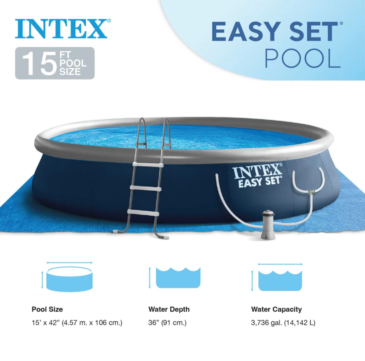Intex Round Inflatable Above Ground Swimming Pool Set