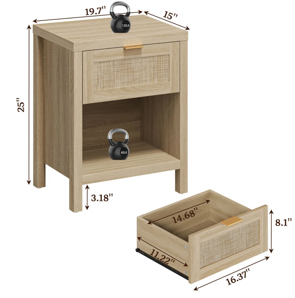 Rattan Drawer Nightstand (Set of 2)