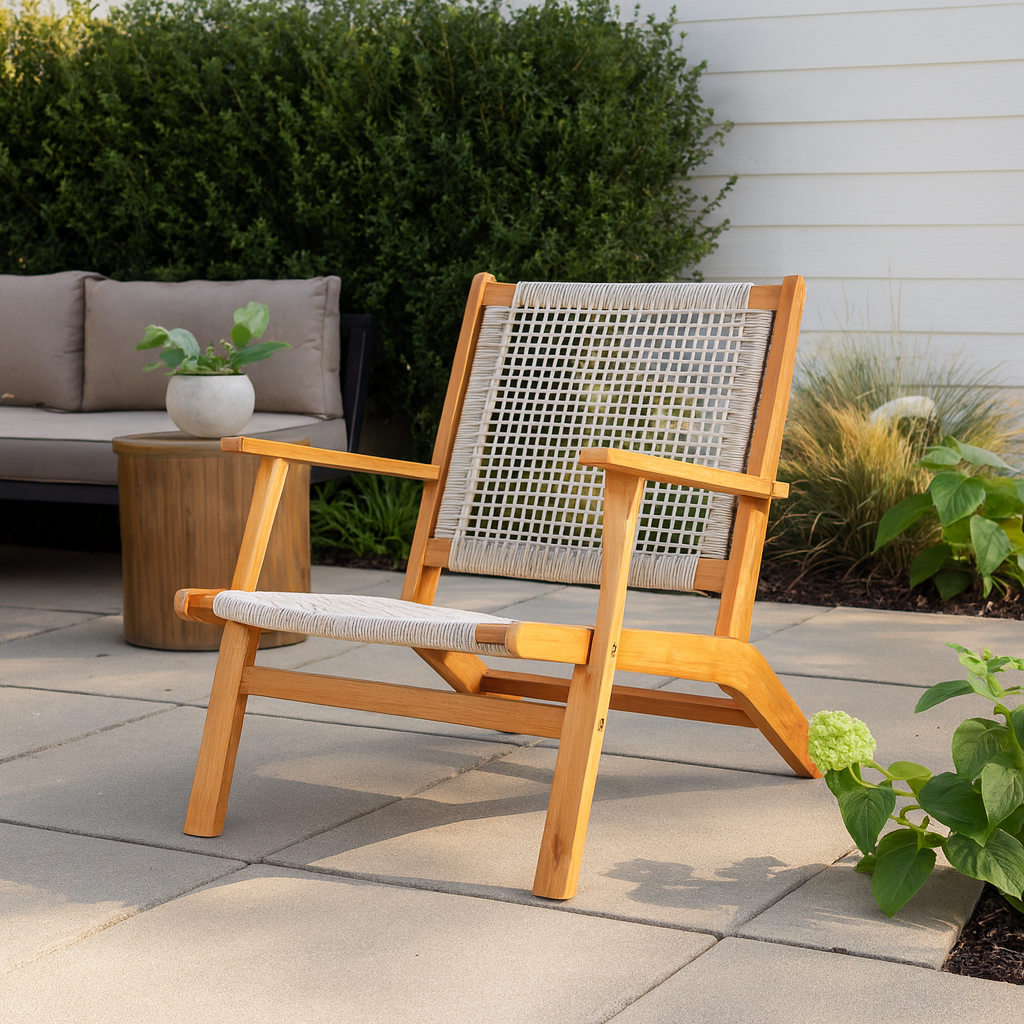 Natural Outdoor Armchair w/ Hand Woven Seat