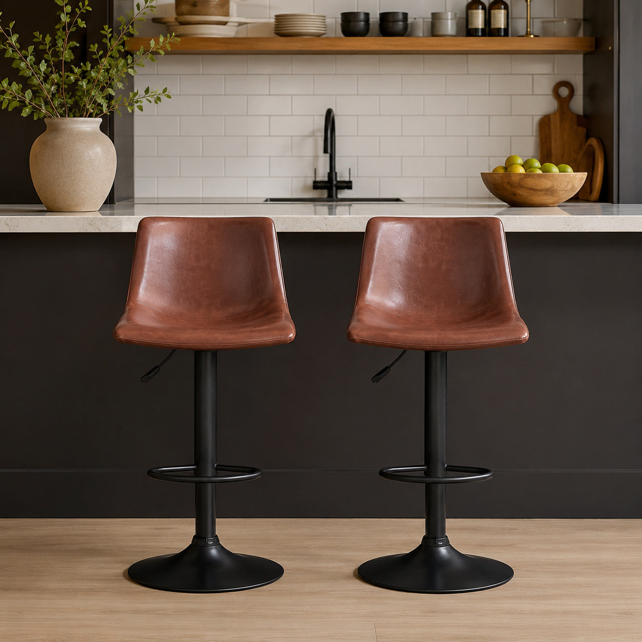 Tall Armless Swivel Counter Bar Stool (Set of 2)