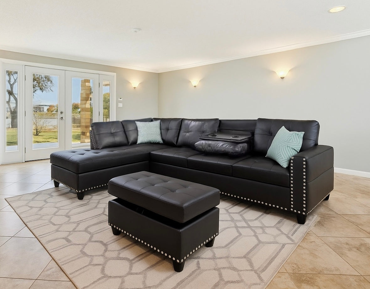 Sectional Set – Chaise & Ottoman w/ 2 Pillows