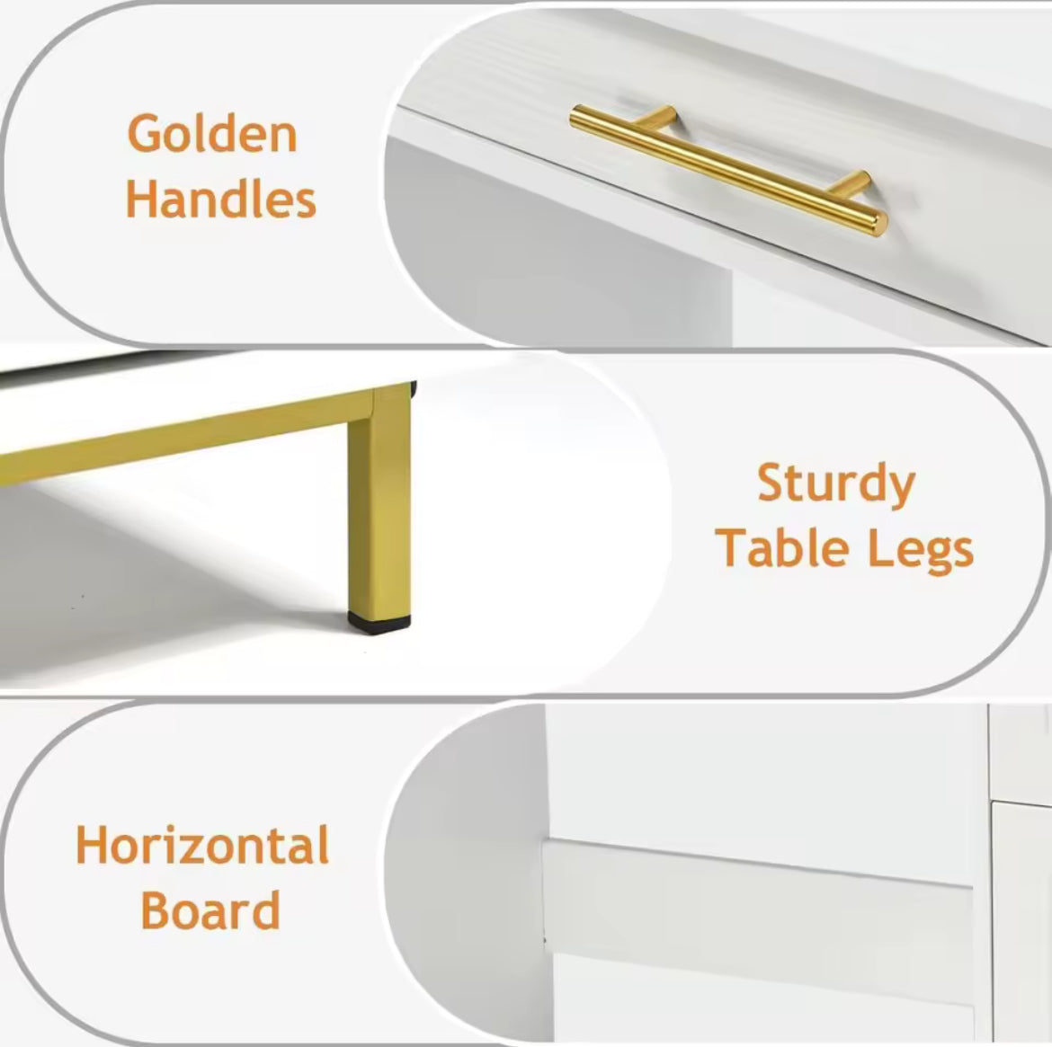 43” Elegant Office Desk w/ Gold Handles