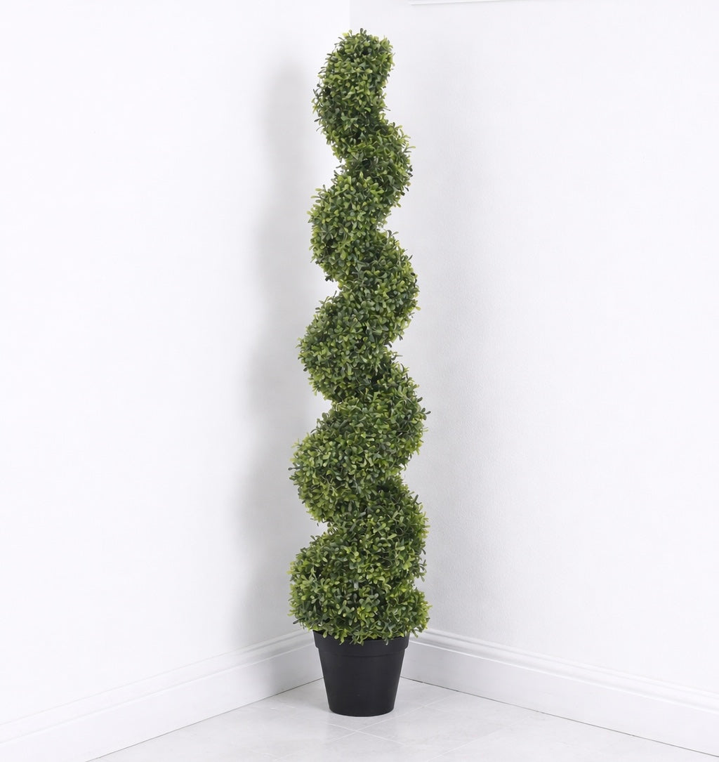 Spiral Green Boxwood Topiary (Set of 2)