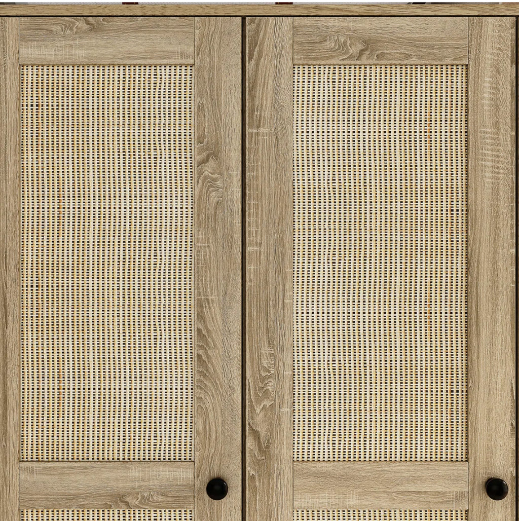 59” 4-Door Rattan Armoire