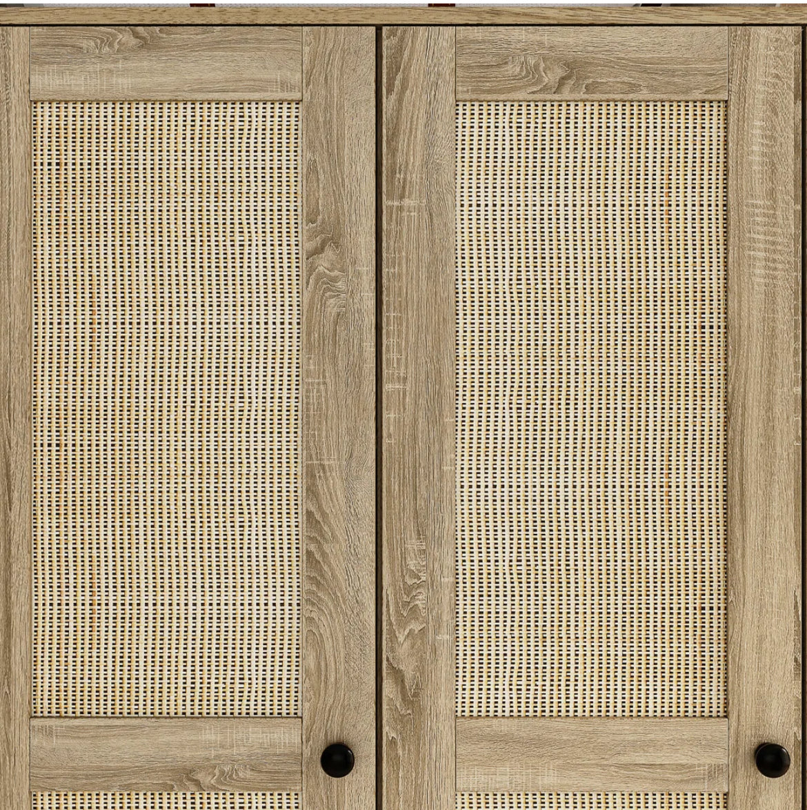 59” 4-Door Rattan Armoire