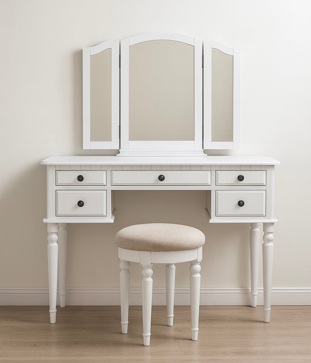 43” Vanity Desk w/ Foldable Mirror & 4 Drawers