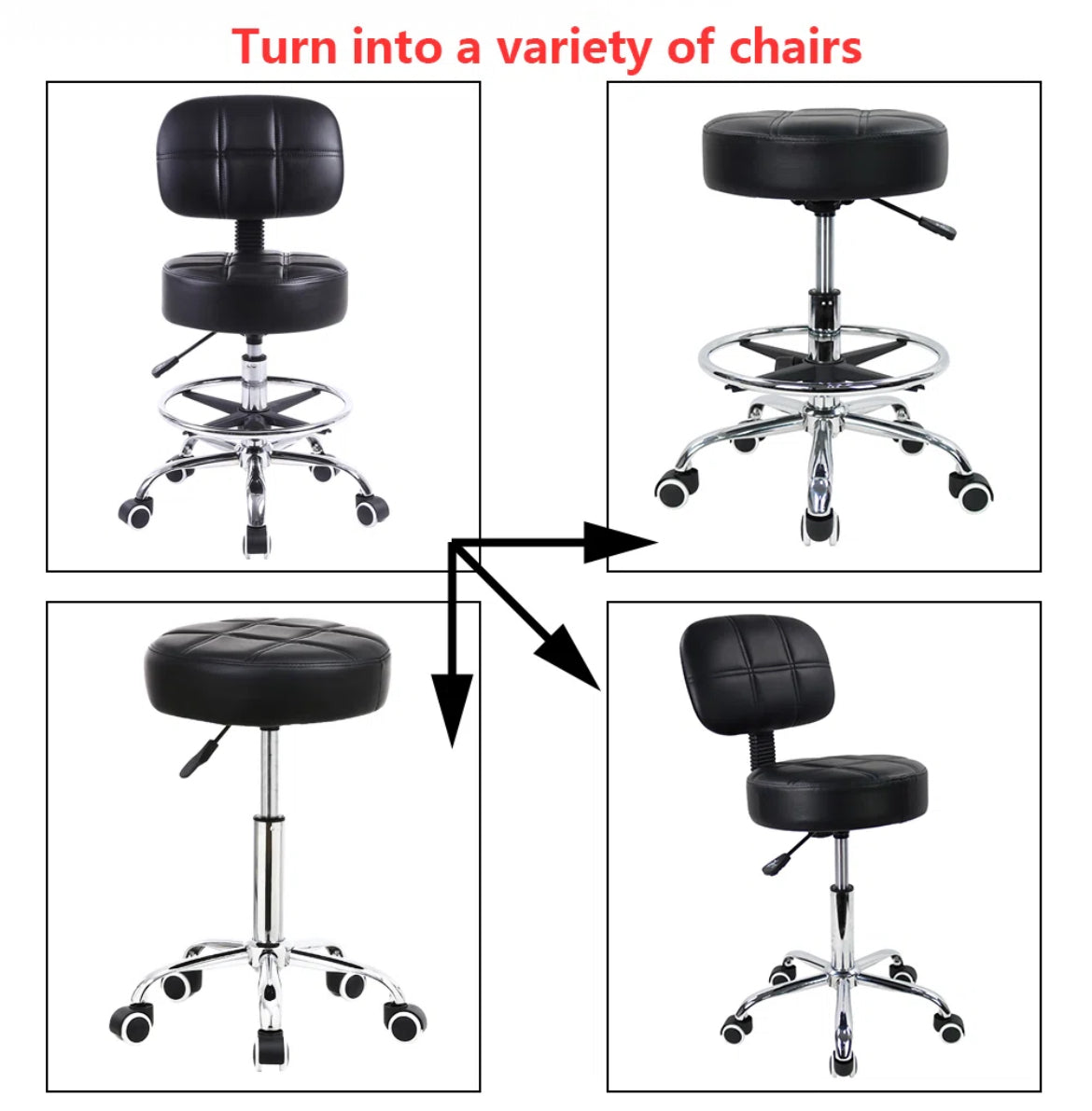 Leather Rolling Office Stool