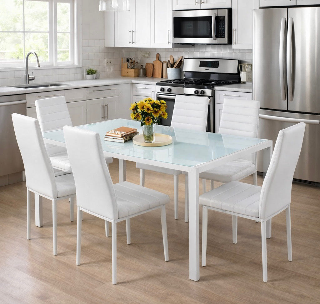 Modern Dining Table w/ Leather Chairs