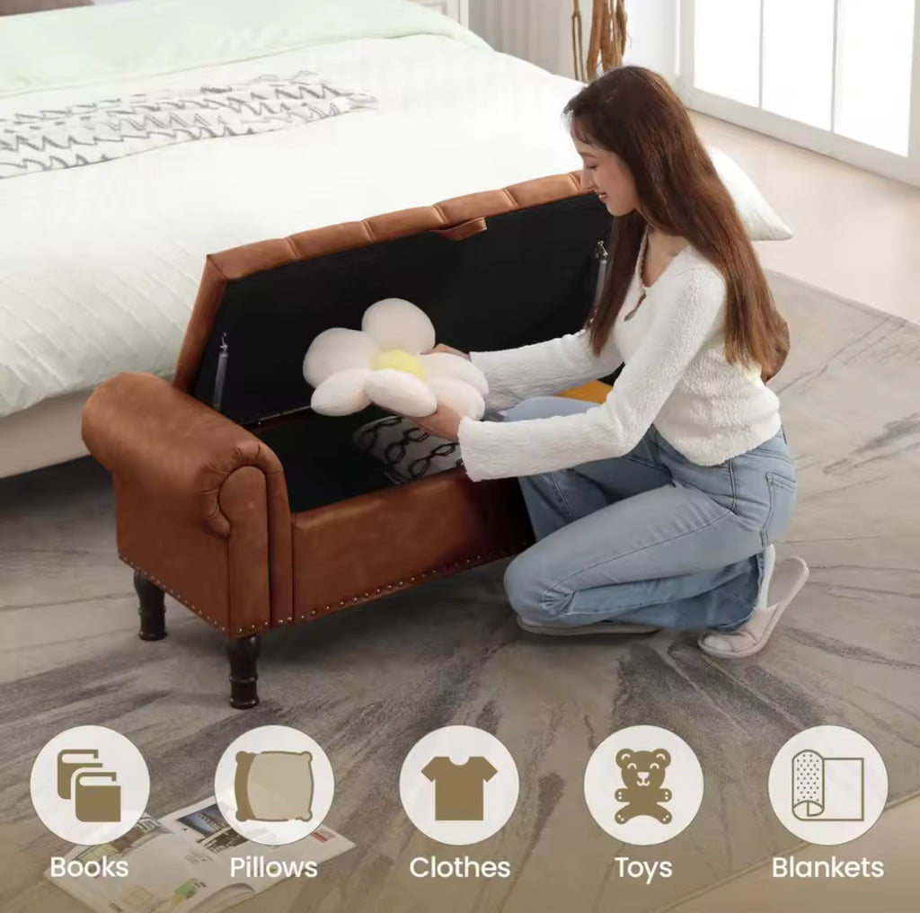 50” Tufted Storage Bench for Full/Queen Beds