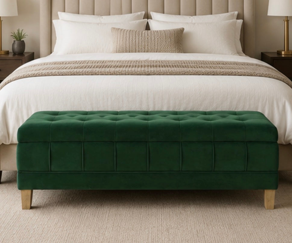 52” Velvet Tufted Storage Bench