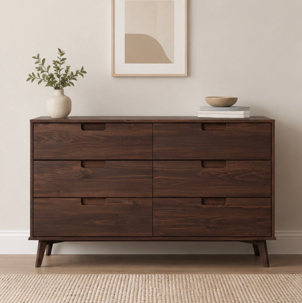 6-Drawer Solid Wood Double Dresser