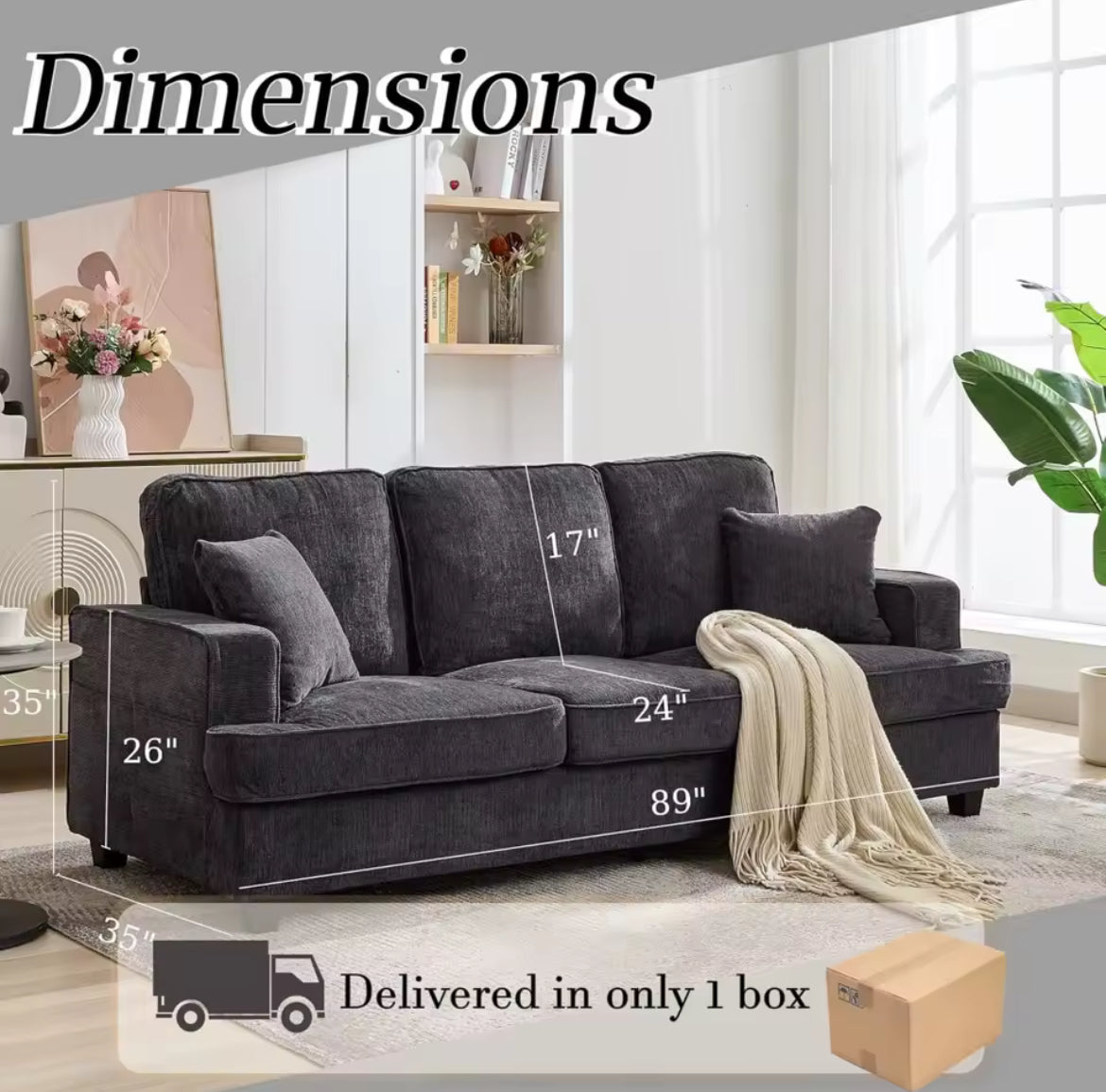Extra Comfy Deep Seat Sofa w/ 2 Pillows