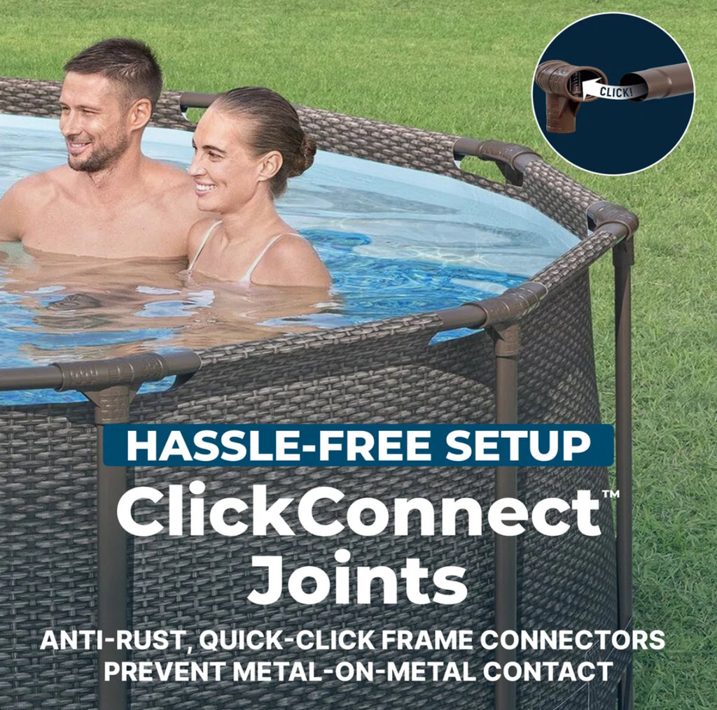 Bestway Power Steel Round Above Ground Swimming Pool w/ Pump & Cover