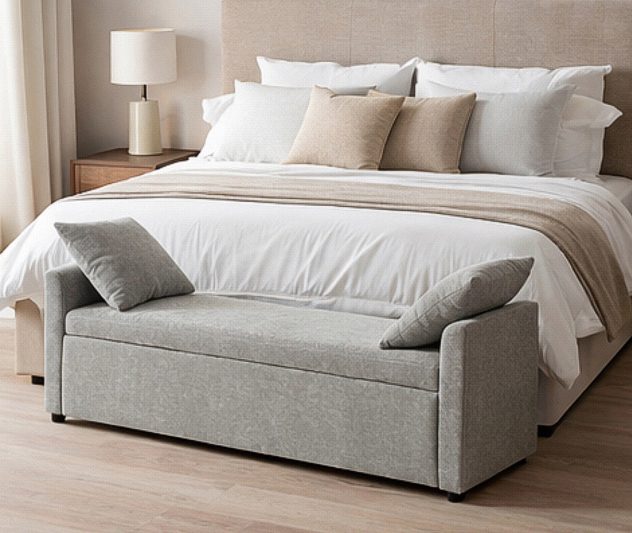 59" Bedroom Storage Bench w/ Two Pillows