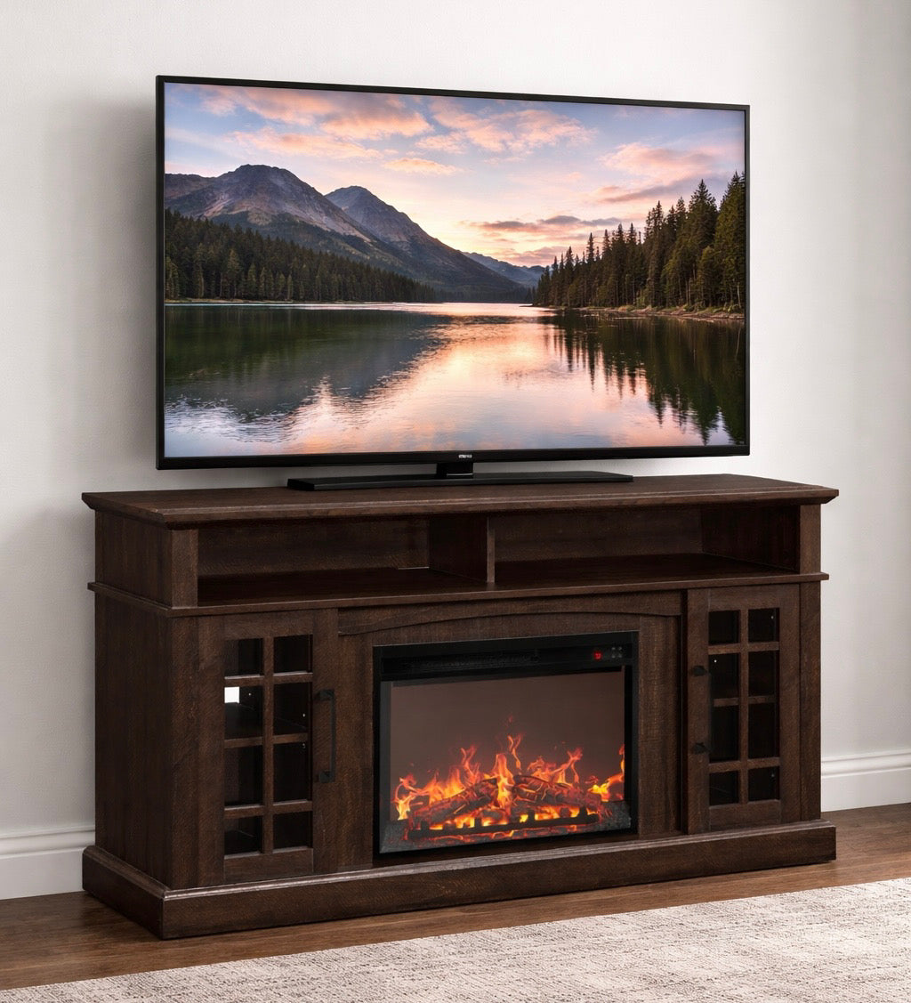 Rustic TV Fireplace Stand