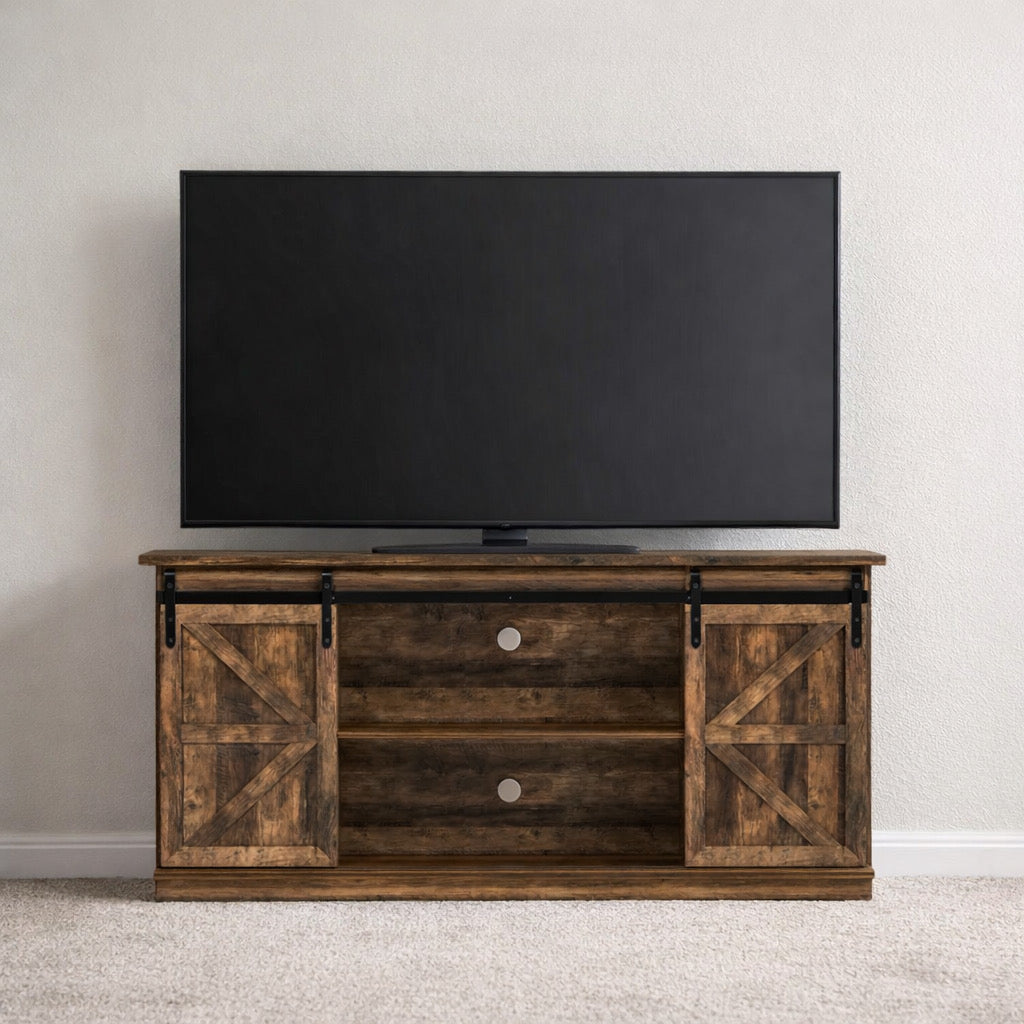 Farmhouse Entertainment Center w/ Sliding Doors